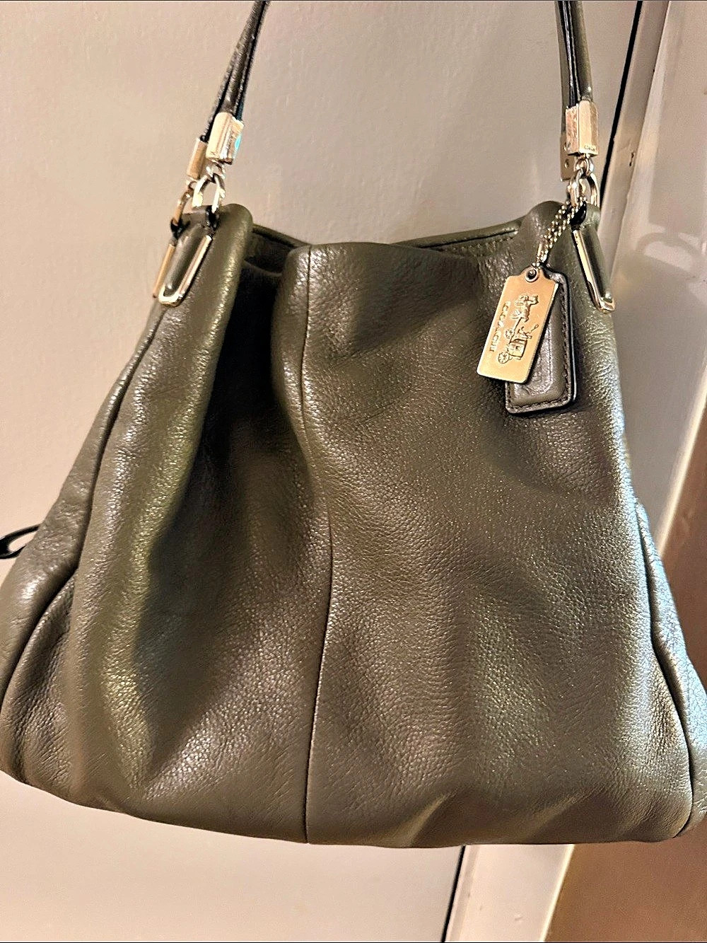 Coach Marlon Hobo Green Leather Shoulder Bag